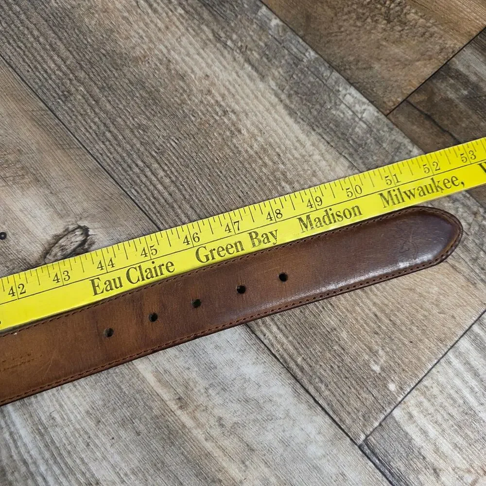 Browning Genuine Leather Belt 44 Brown Camo Inlay Buckmark Deer Conchos Hunting